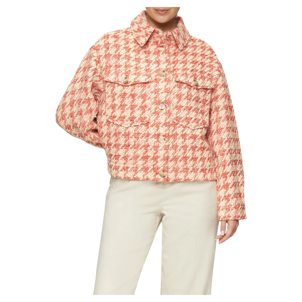 s.Oliver Gebloemde Bouclé Jas Orange Dames