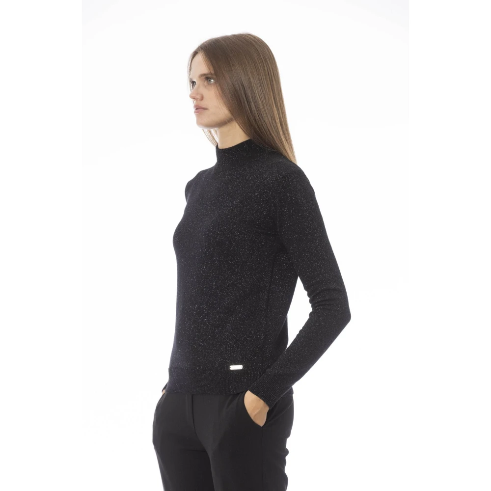Baldinini Lupetto Long Sleeve Knit Top Black Dames
