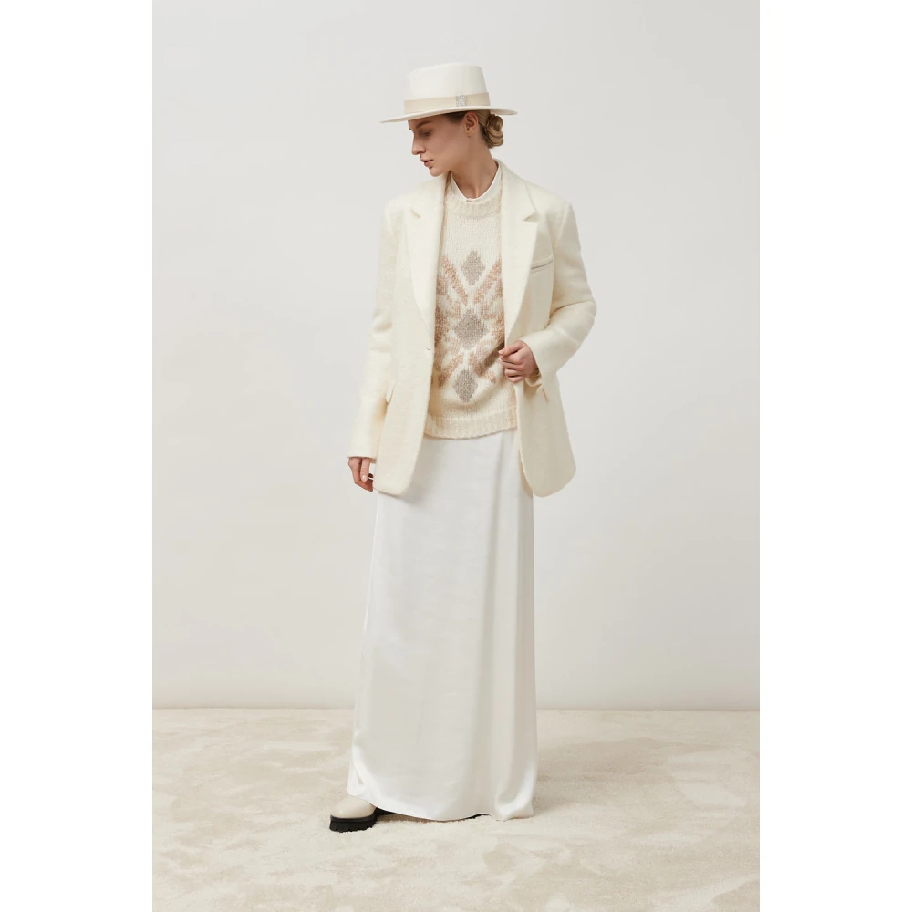 PESERICO Viscose satijnen lange rok White Dames