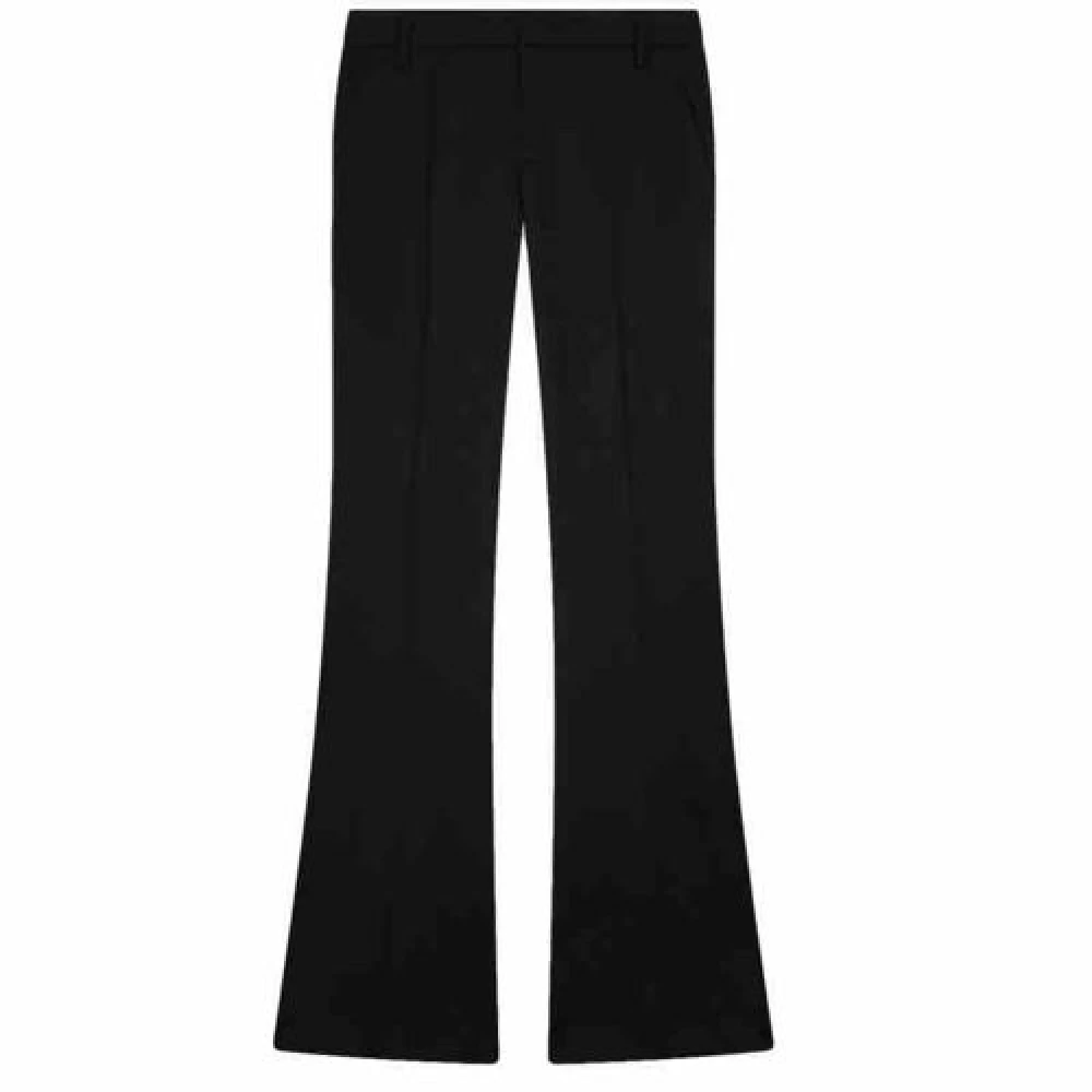 Dondup Donna Nero Pantaloni In Fresco Lana Boot Cut Lexi