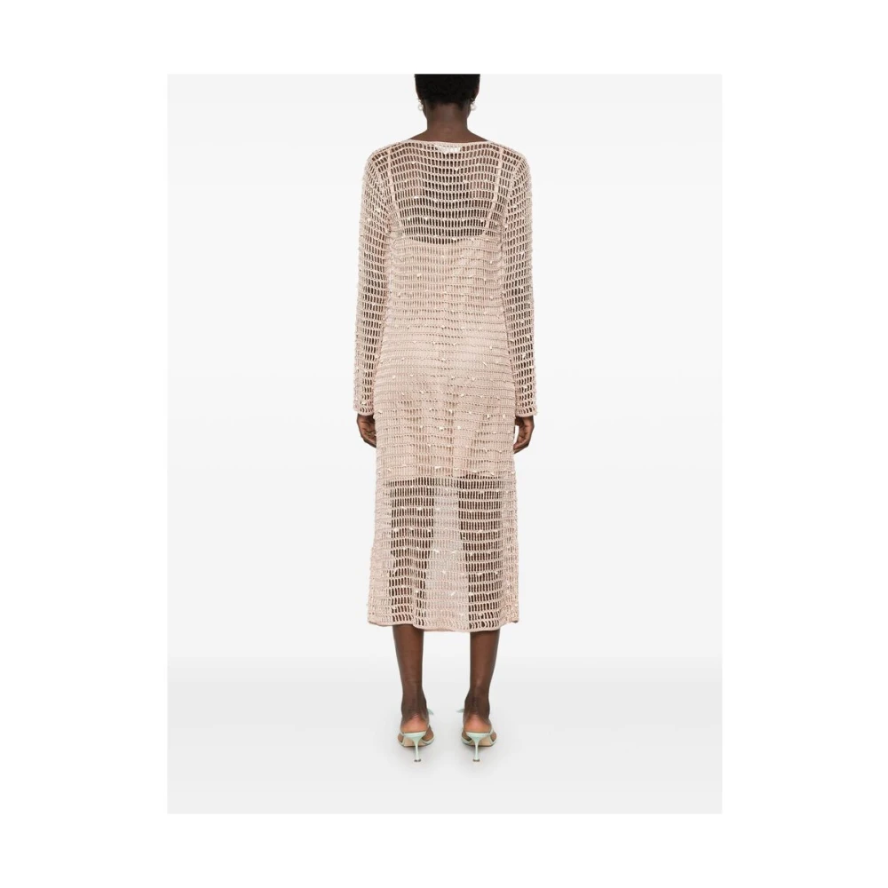 Zimmermann Gehaakte Gebreide Boothals Jurk Beige Dames