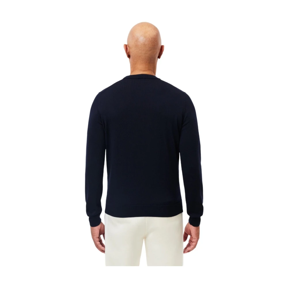 Lacoste Merino Wool Crew Neck Sweater Navy Blue Heren