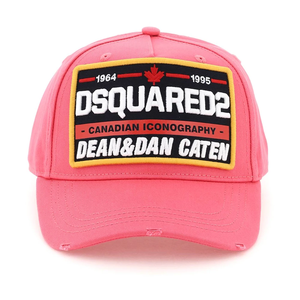 Dsquared2 Maxi Logo Patch Baseball Cap Pink Heren