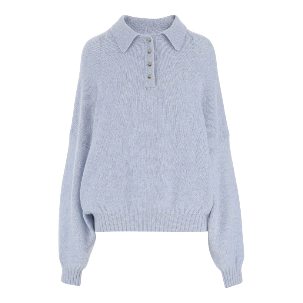 Khaite Cashmere Blend Button-Up Sweatshirt Lichtblauw Blue Dames