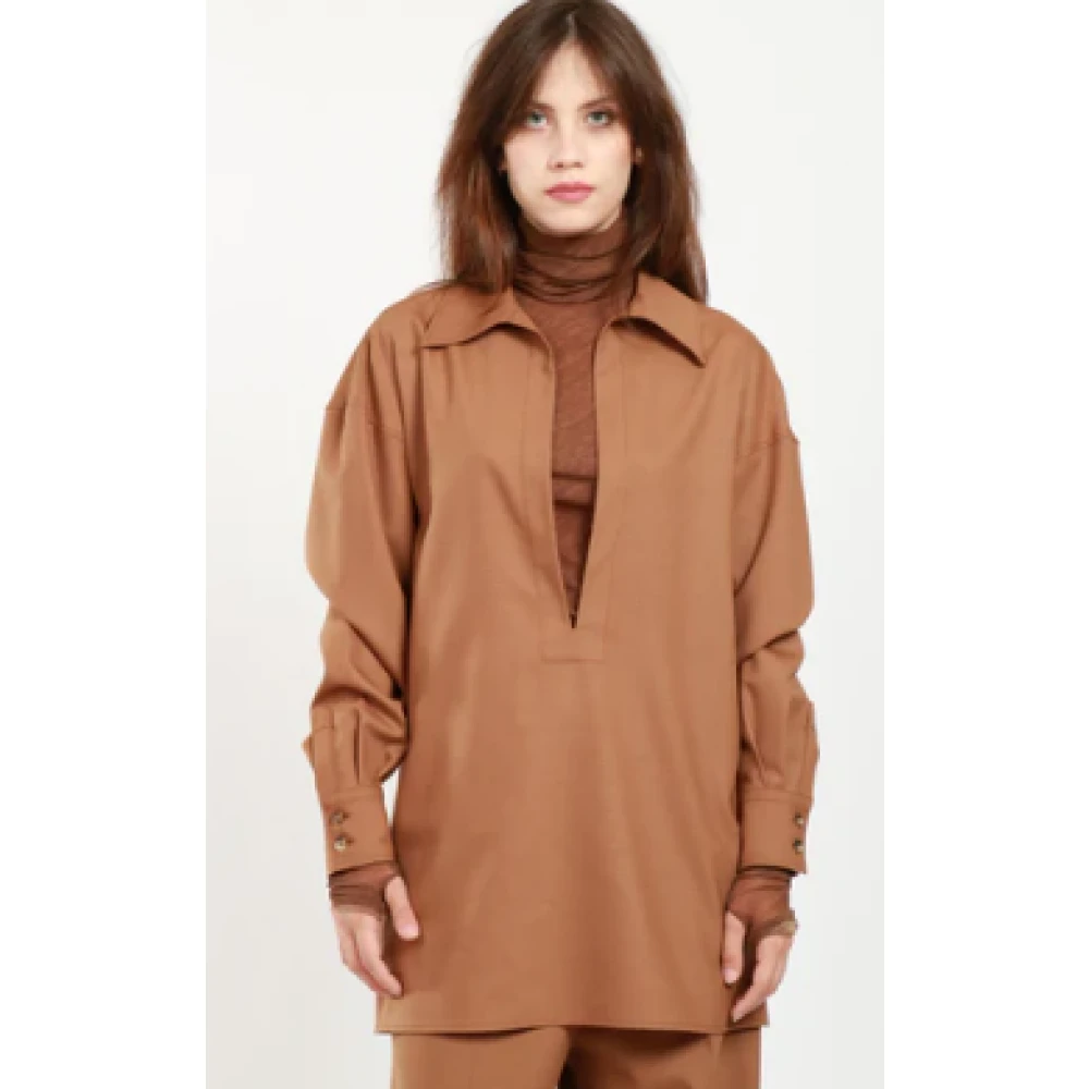 Philosophy di Lorenzo Serafini Wollen Overhemd Brown Dames