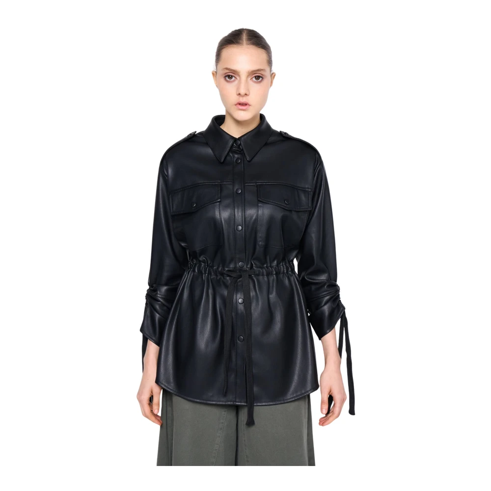Silvian Heach Shirt van eco-leer Black Dames