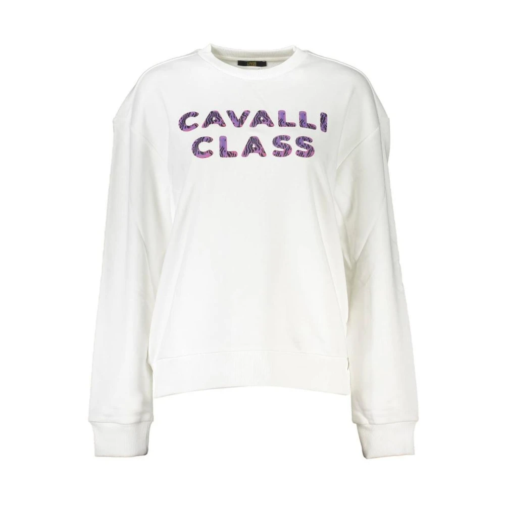 Cavalli Class Women's White Cotton Jumper With Logo Detail - Sweatshirts - S - Sweatshirts & Hoodies