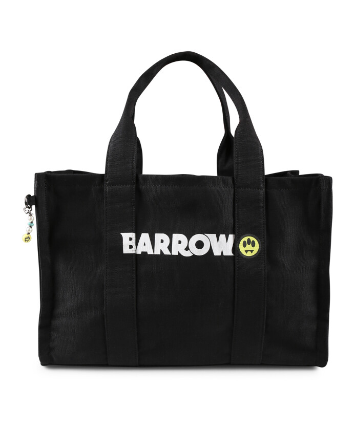 sac-de-plage-en-toile-noire-avec-sourire-jaune