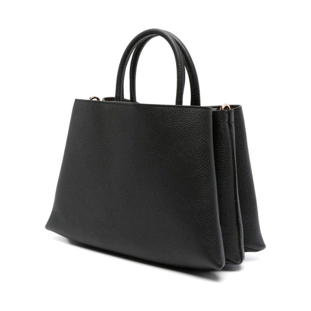 TOD'S Zwarte kalfsleren boodschappentas met draaislot gesp Black Dames