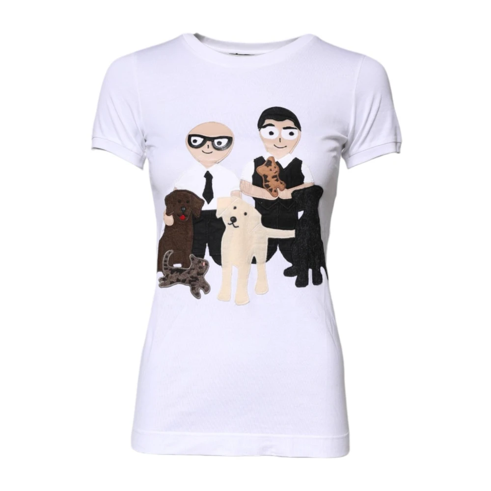 Dolce & Gabbana Women's White T-Shirts, 2XS, Cotton T-Shirt With Dgfamily Embroidery