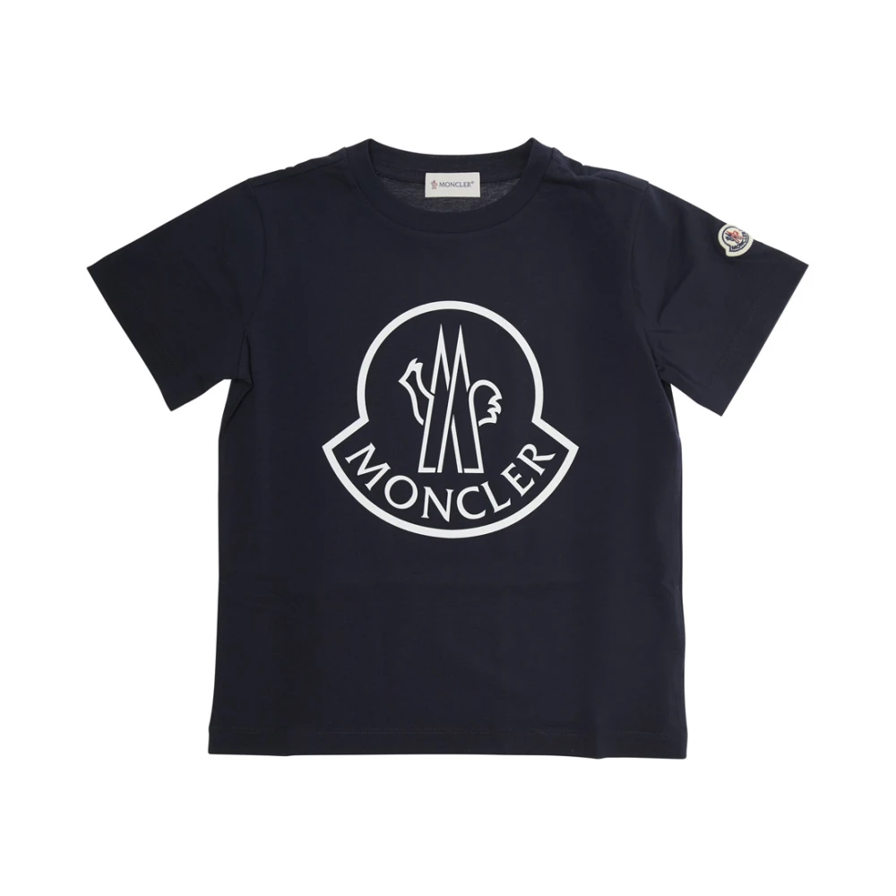 Moncler Blue Crewneck T-Shirt - Male - Kids Short Sleeve T-Shirts - 10 Y - Kids
