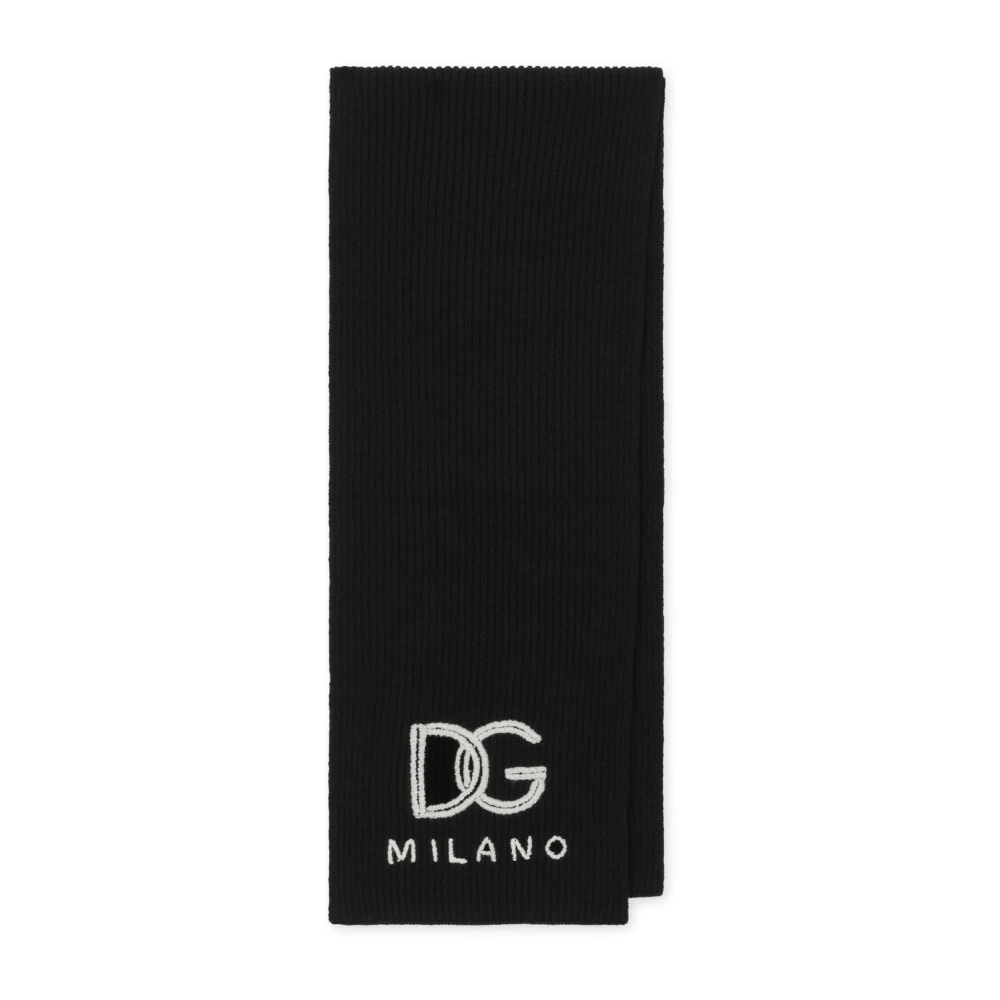 Dolce & Gabbana Men's Black Logo-Embroidered Cashmere Scarf - Winter Scarves - One Size - Accessories