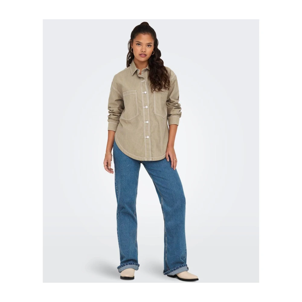 Jacqueline de Yong Nevaeh Lange Mouwen Voorzak Shirt Green Dames