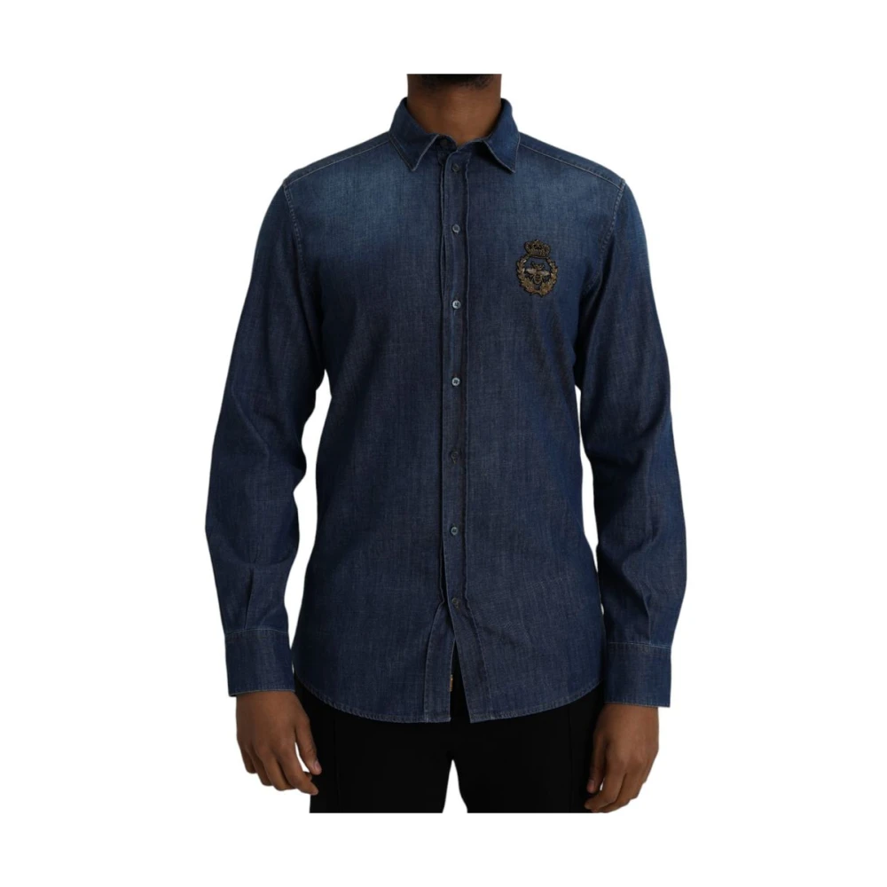 Dolce & Gabbana Men's Blue Casual Shirts,, Cotton Shirt Medium