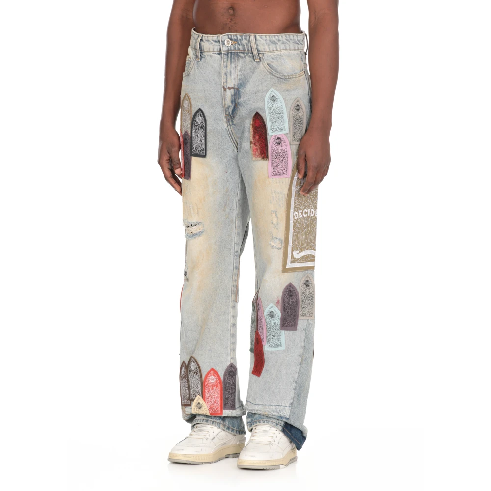 Who Decides War Lichtblauwe Katoenen Jeans Vintage Stijl Blue Heren