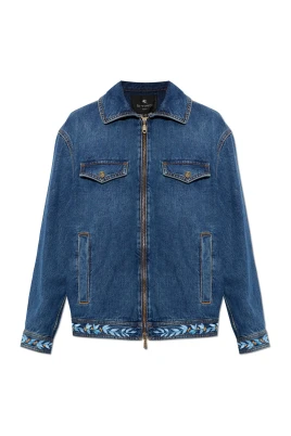 Denimjacka med broderi och dragkedja