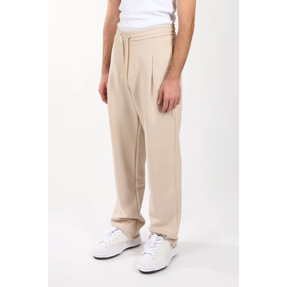 A Paper Kid Sweatpants met relaxte pasvorm en trekkoord Beige Heren