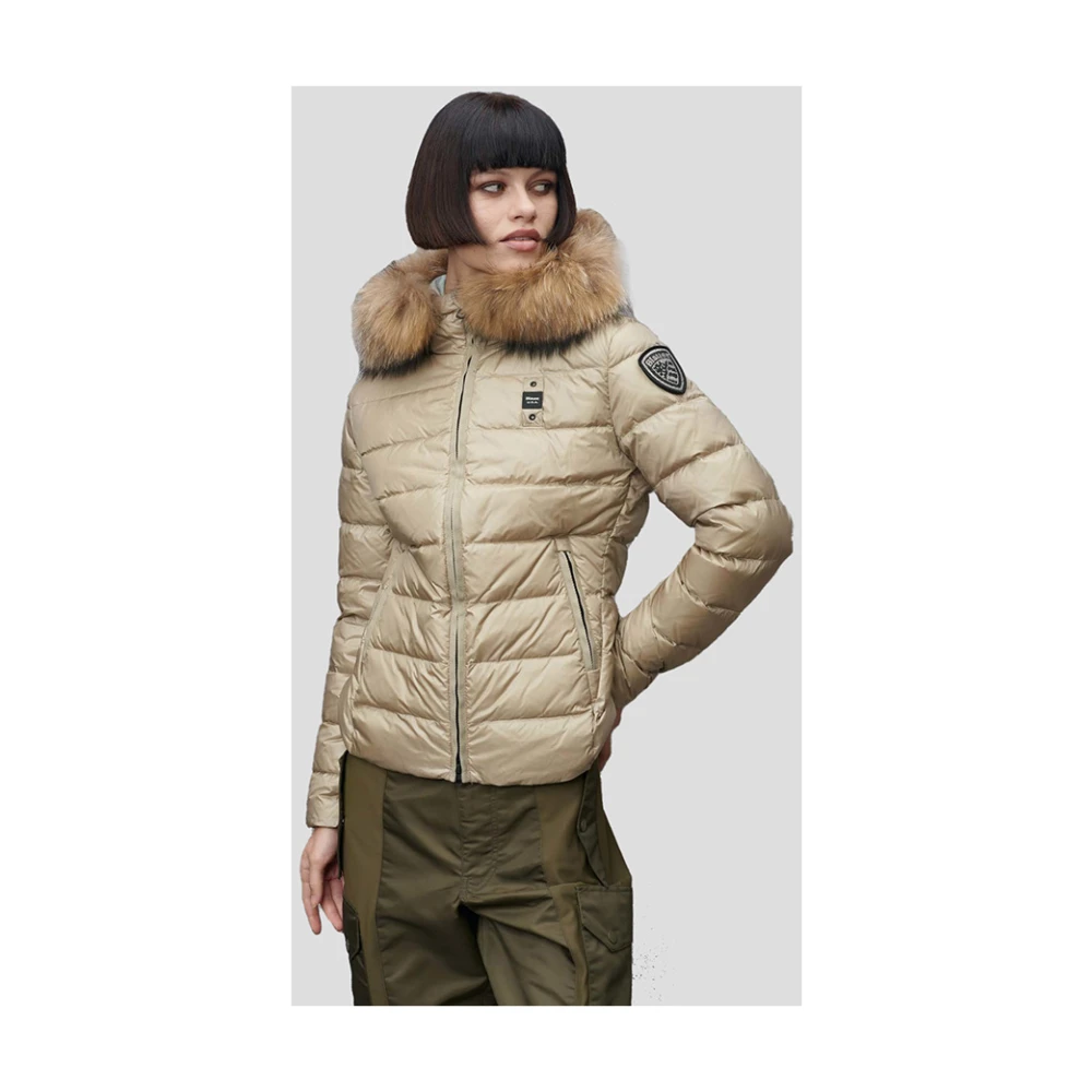 Blauer Beige Horizontaal Gestreepte Arcadia Jas Brown Dames