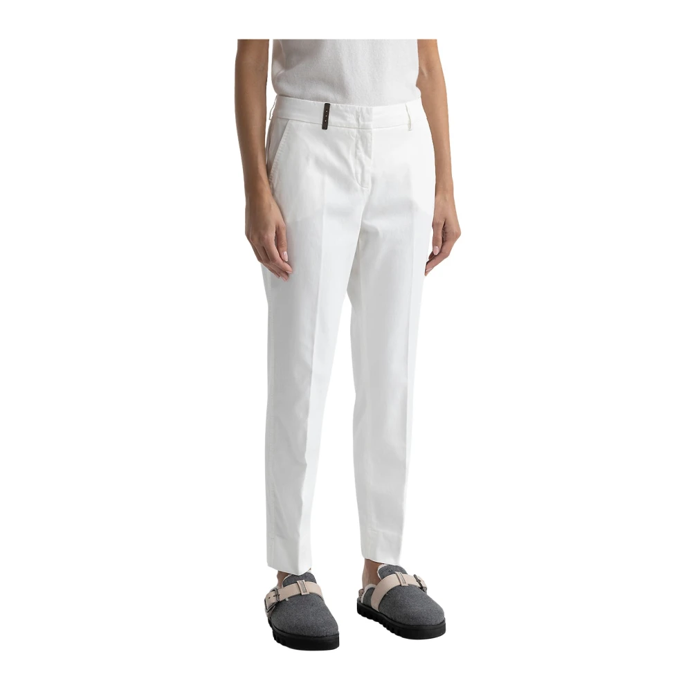 PESERICO Iconische 4718 katoen zijde gabardine en tencel broek White Dames