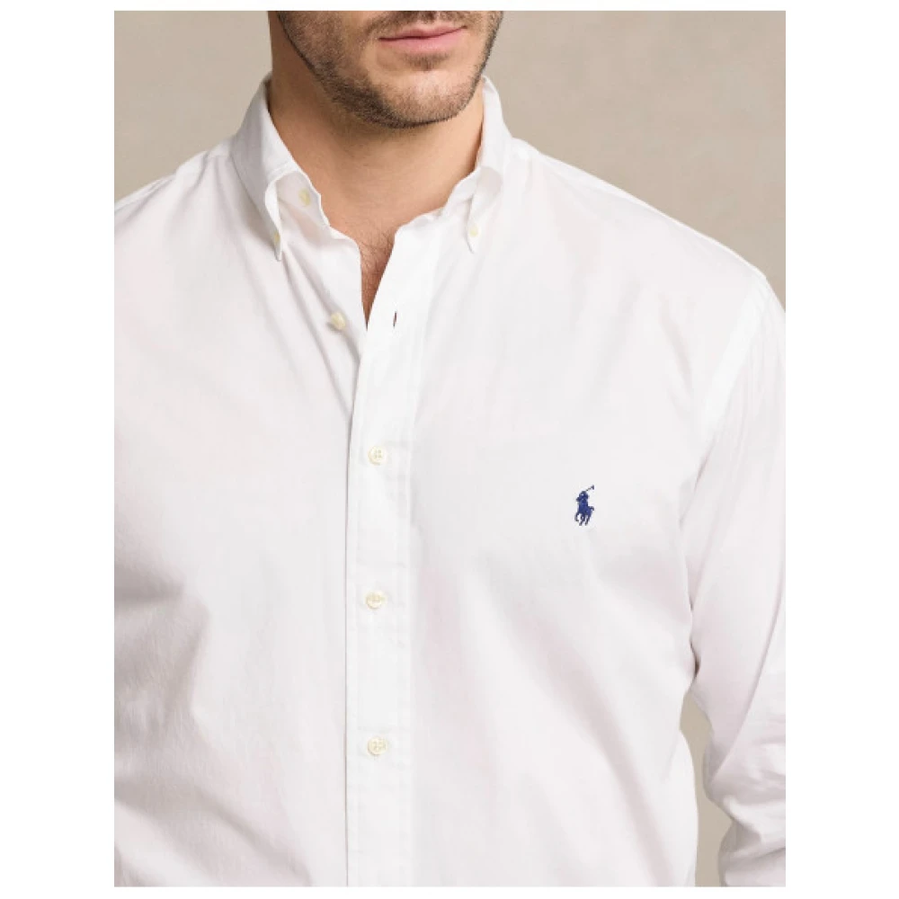 Polo Ralph Lauren Lichtgewicht Twill Katoenen Overhemd White Heren