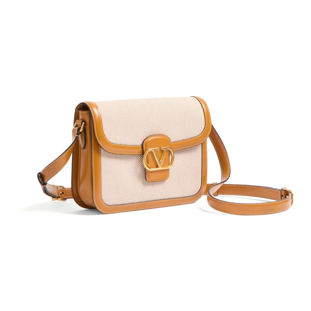 Valentino Garavani 9To5 Schoudertas Beige Canvas Leer Beige Dames