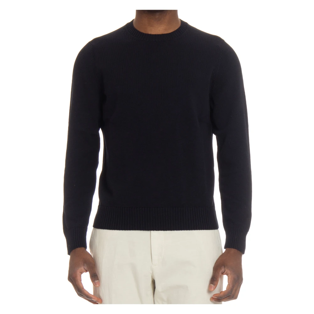 Drumohr Men's Blue Cotton Crewneck Jumper - Round-Neck Knitwear - 2XL - Knitwear