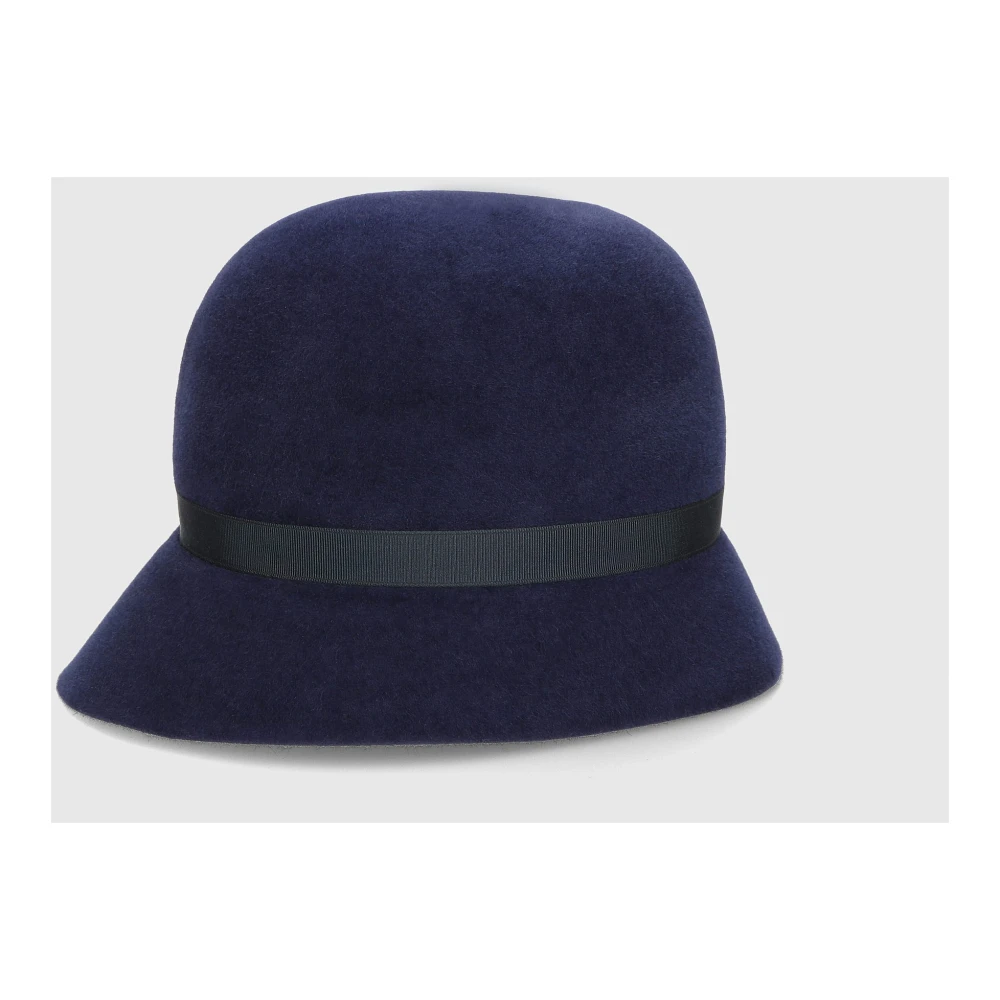 Borsalino Retro Velour Cloche Hat Blue Dames