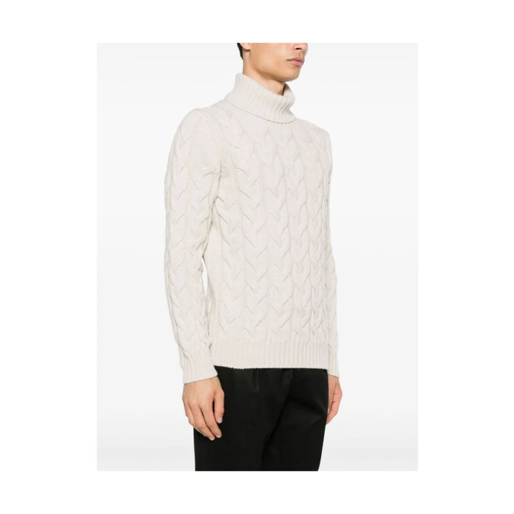 La Fileria Ecru Kabel Gebreide Rolnek Sweater White Heren