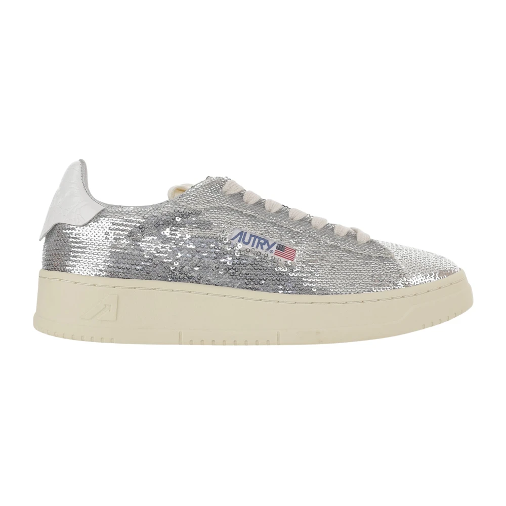 Autry Women's Gray Dallas Low 'Sparkling' Trainers - Sneakers - 3 Uk - Shoes