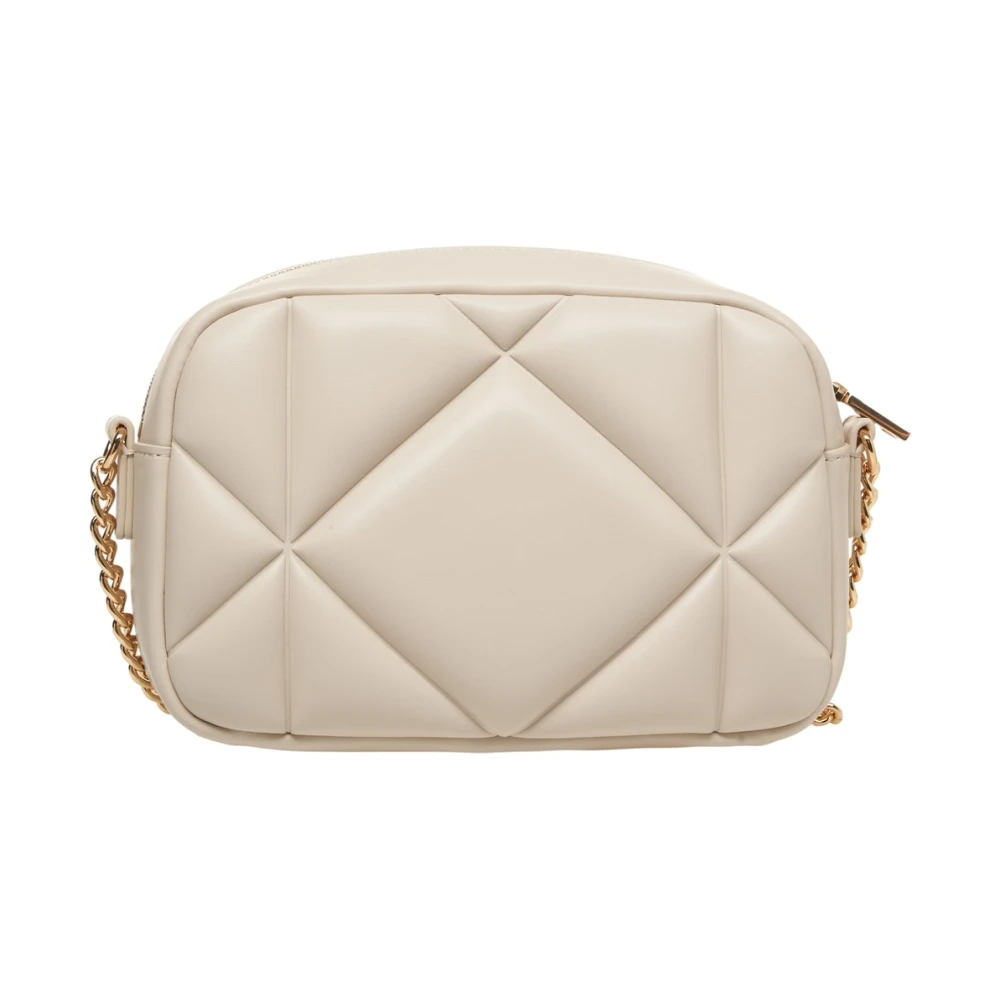 Love Moschino Gewatteerde Witte Schoudertas met Gouden Accenten White Dames