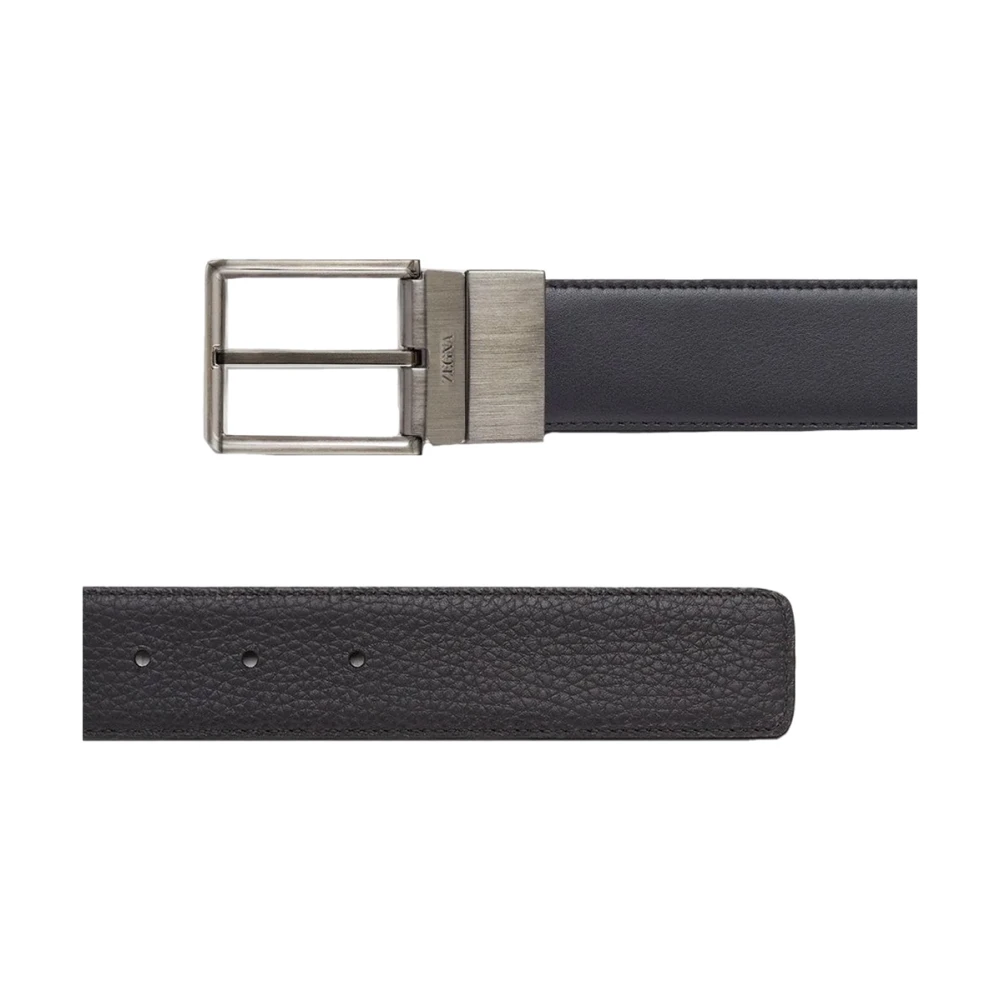Ermenegildo Zegna Omkeerbare leren riem met stalen gesp Black Heren