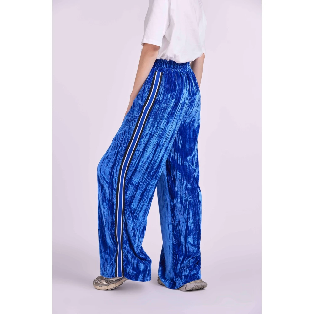4Giveness Wijde broek met logobanden Blue Dames