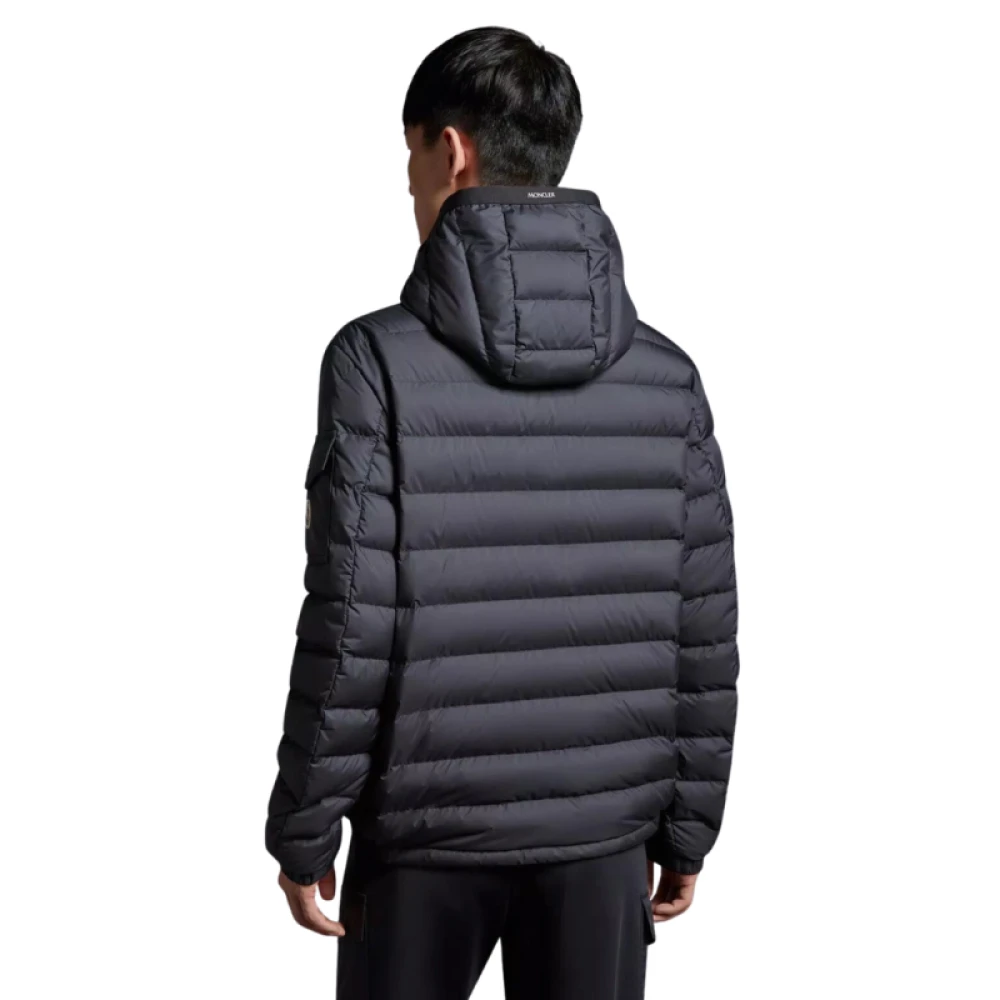 Moncler Korte Galion Marineblauwe Gewatteerde Jas met Capuchon Blue Heren