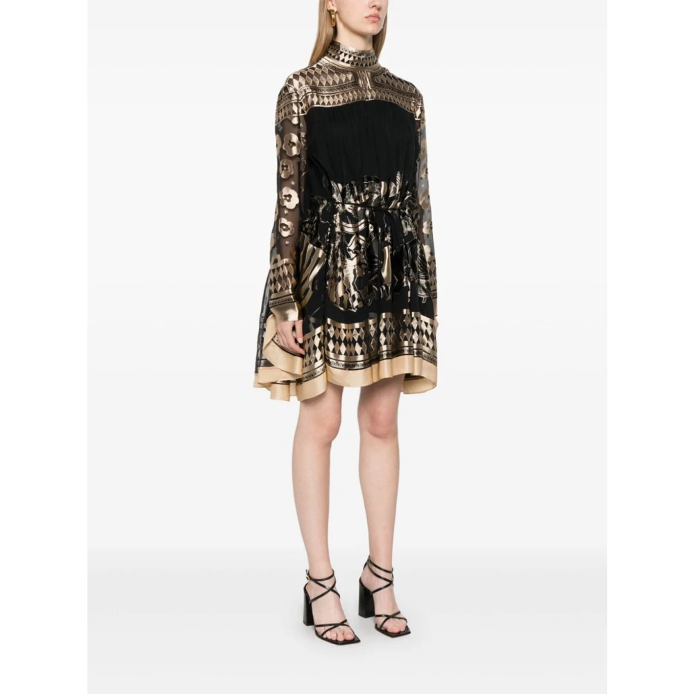 Zimmermann Zwart Beige Chiffon Mini Jurk Multicolor Dames
