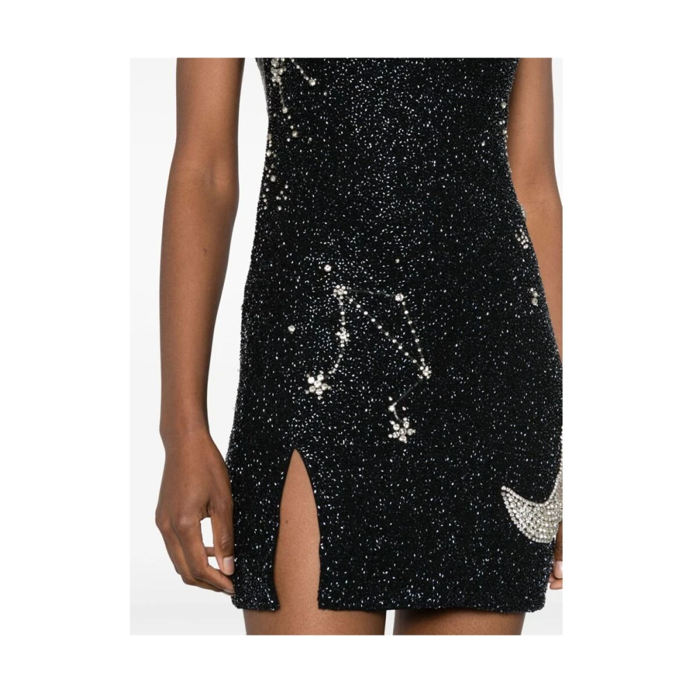 Staud Zwarte Pailletten Vierkante Hals Jurk Black Dames