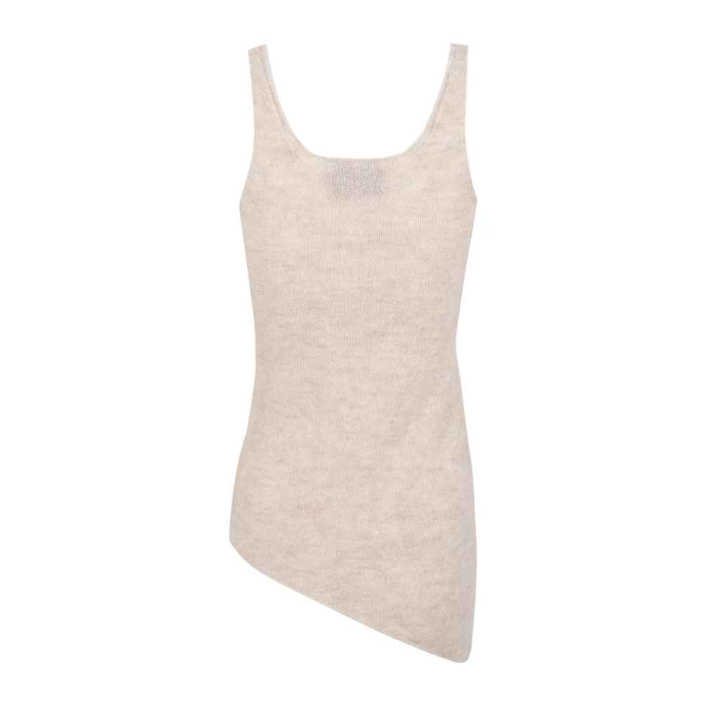 Cortana Alpaca Merino Zijde Top Asymmetrisch Beige Dames