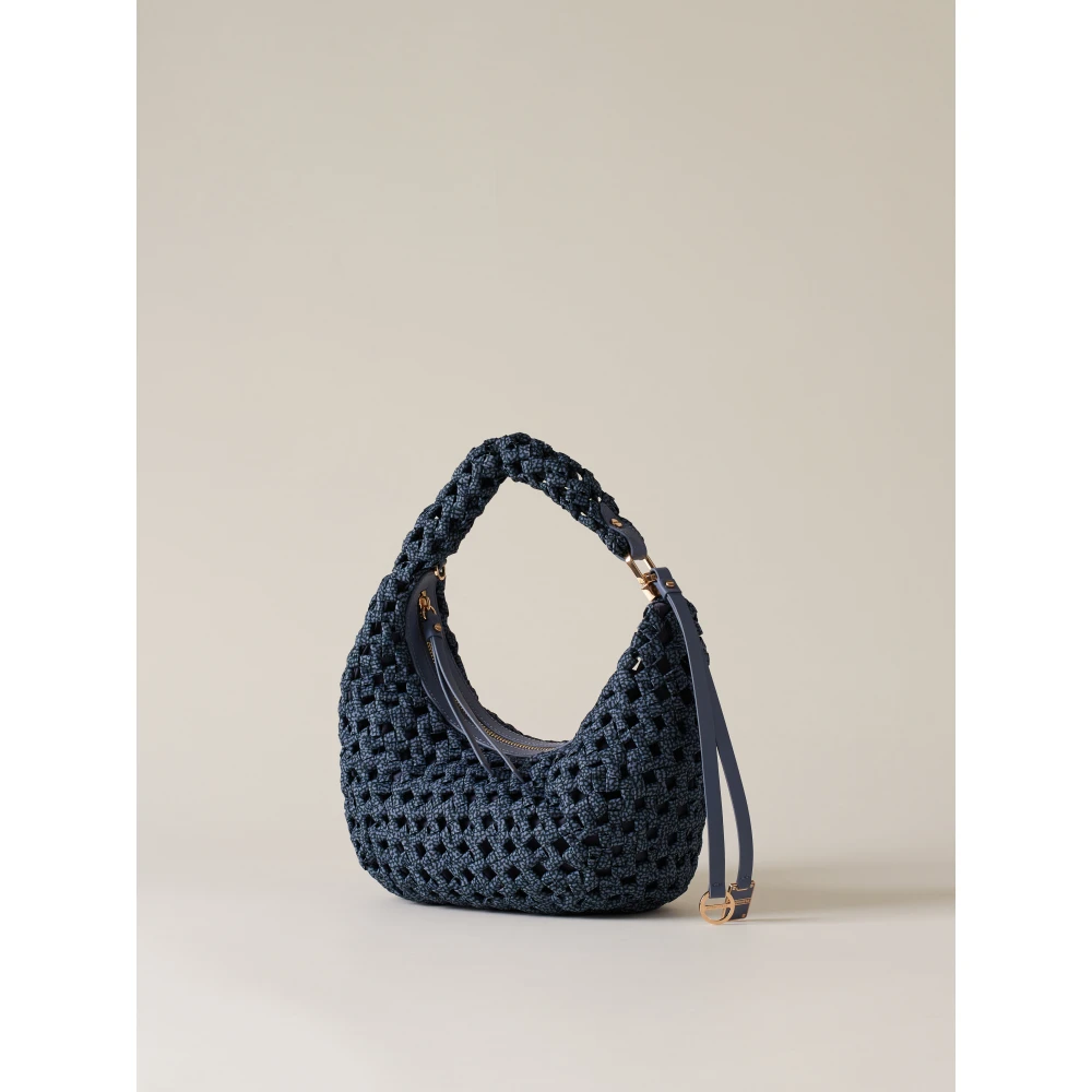 Borbonese Unieke Nido-lijn Handtas met Leren Details Blue Dames