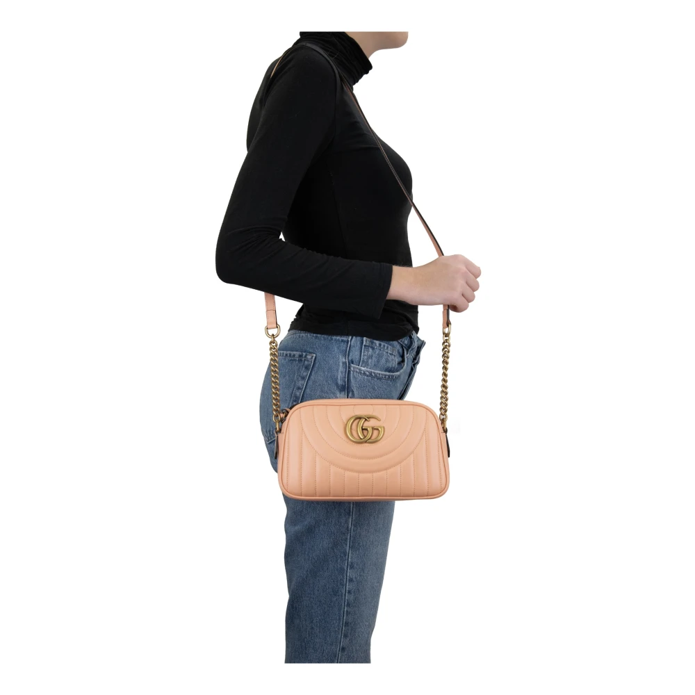 Gucci Gewatteerde leren crossbodytas met ketting Orange Dames