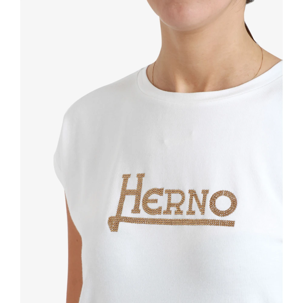 Herno T-shirt met bedrukt logo White Dames