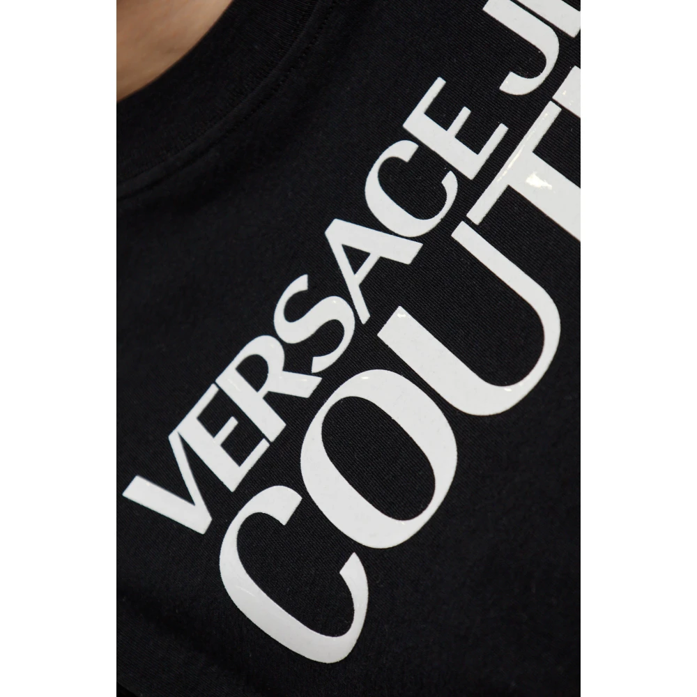 Versace Jeans Couture T-shirt met bedrukt logo Black Dames