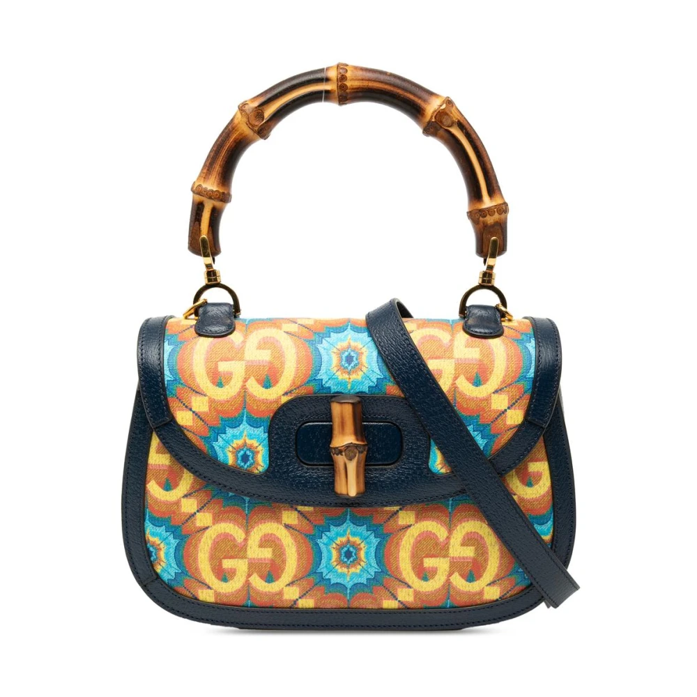 Gucci Vintage Women's Blue Pre-Owned Bamboo Handle Handbag