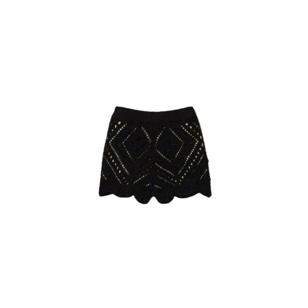 Twinset Gebreide shorts met diamantpatroon Black Dames