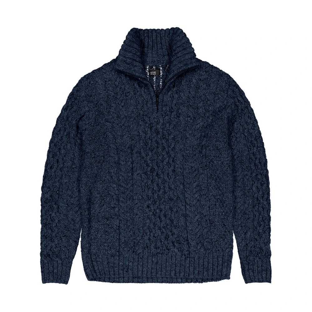 Butcher of Blue Clifden Half Zip Pullover Blue Heren