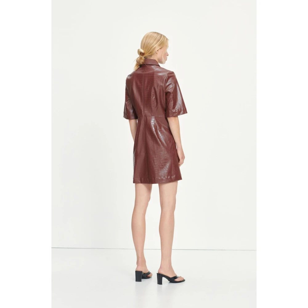 Samsøe Crocodile Faux-Leather Jurk Brown Dames