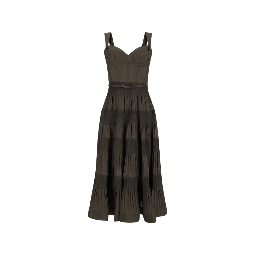 Zimmermann Women's Green Pleated Draped Midi Dress