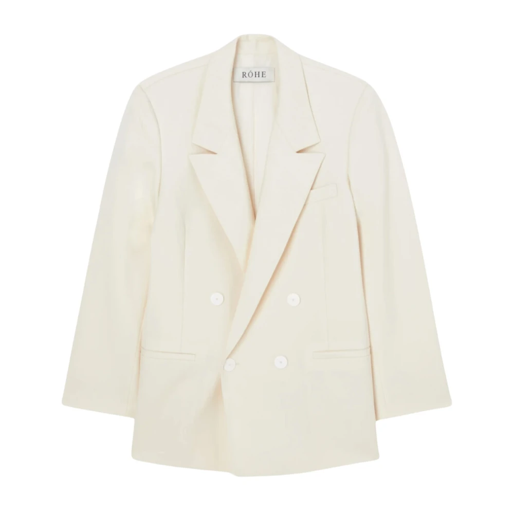 Róhe Off-White Double Breasted Wollen Blazer White Dames