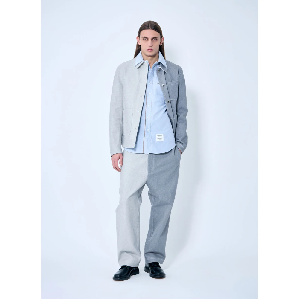 Thom Browne Klassieke Oxford Overhemd met Handtekeningdetails Blue Heren