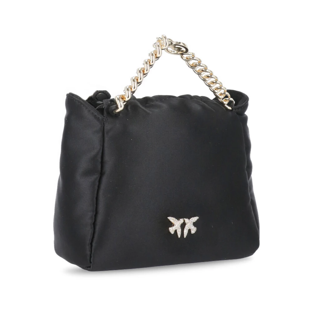 pinko Zwarte Love Birds Geborduurde Tas Black Dames