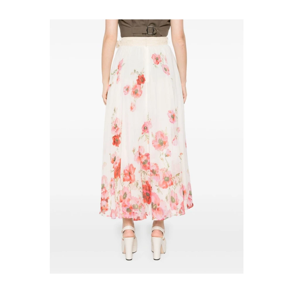 Zimmermann Witte Lightburst Bloemen Midi Rok Multicolor Dames