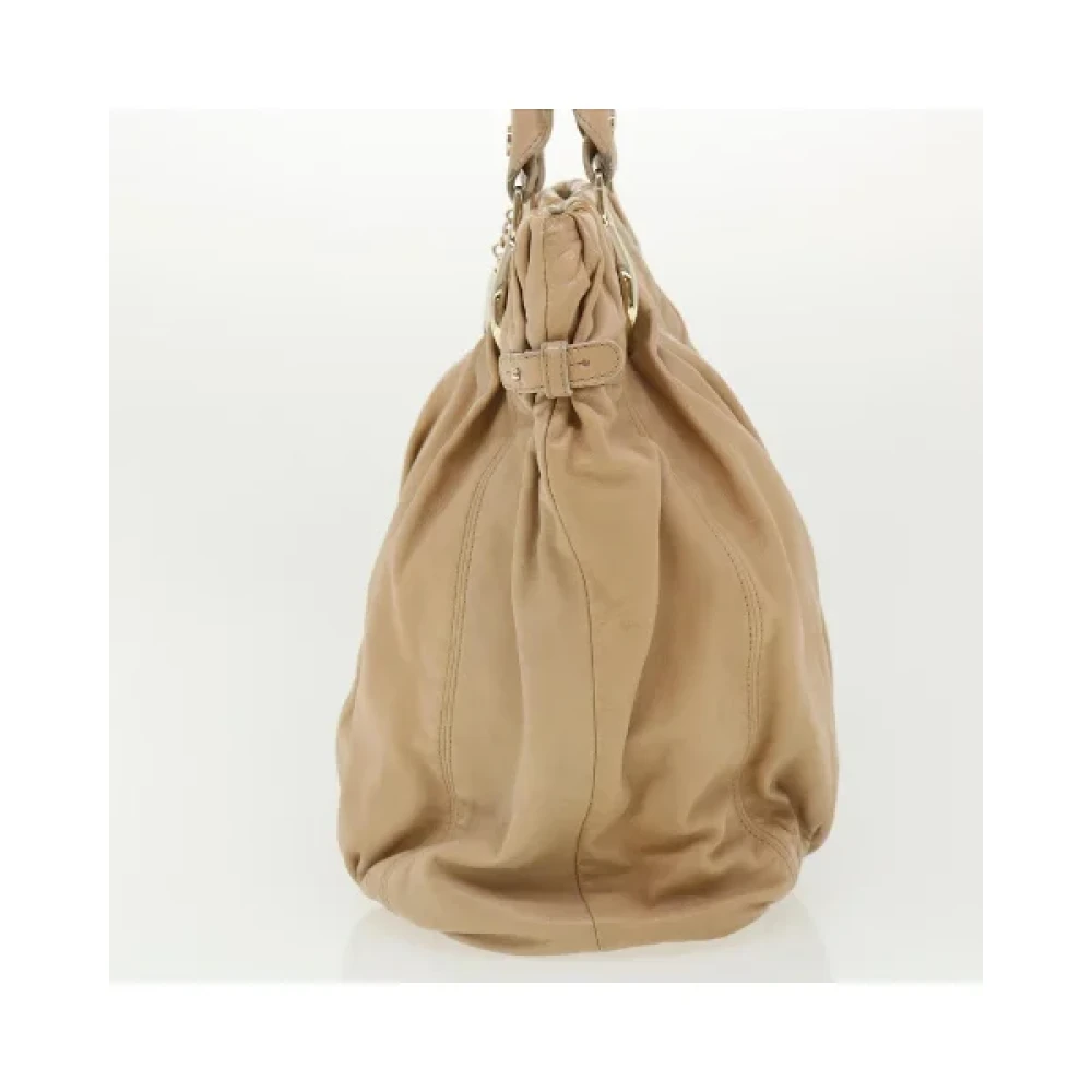 Celine Vintage Tweedehands Beige Leren Celine Schoudertas Beige Dames